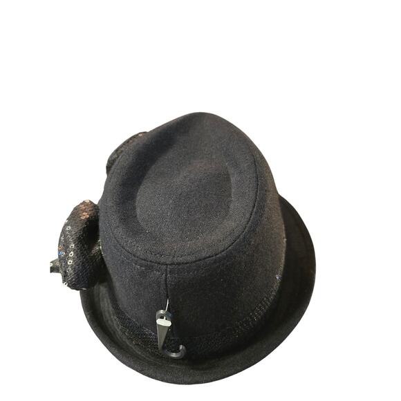 Torrid Ladies Black Fedora with Black Sequined Bow One Size Fits All NWT - Picture 4 of 8